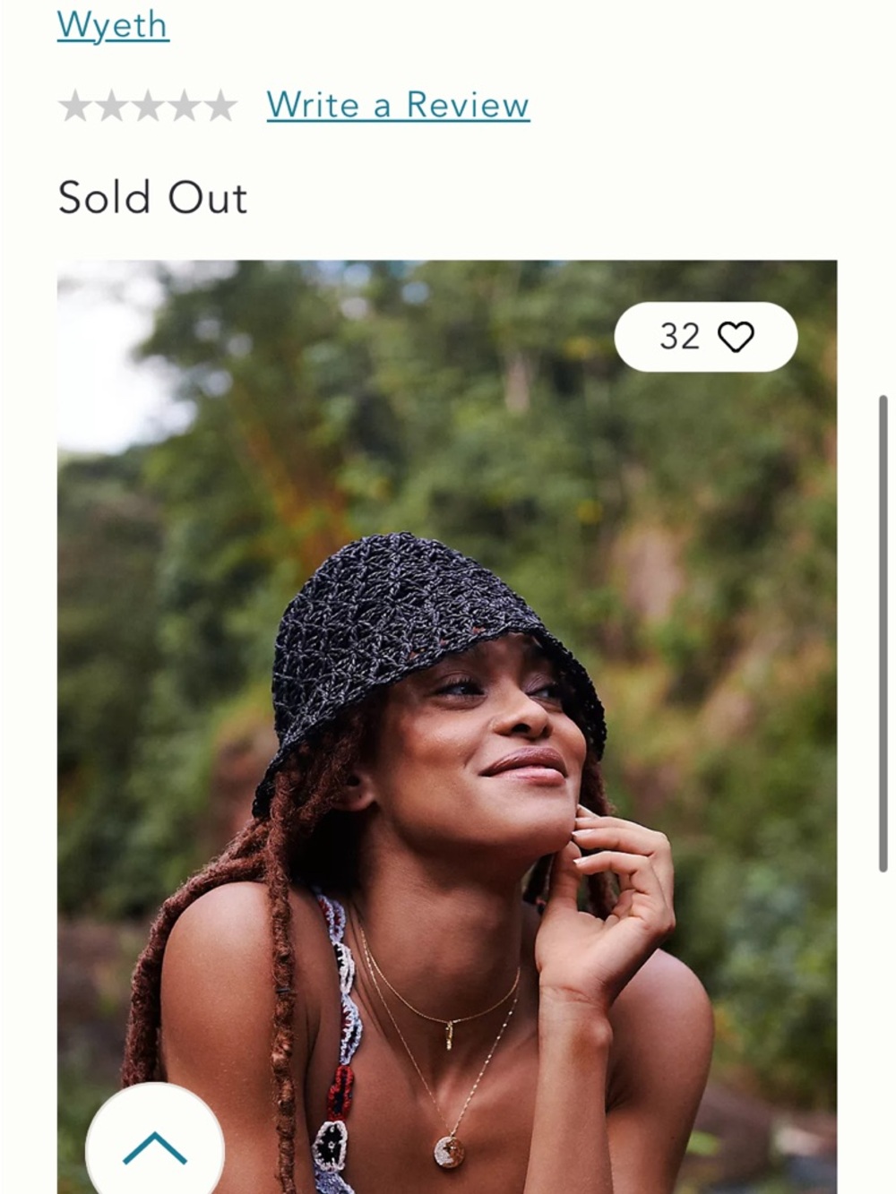 Anthropologie Wyeth Black Crochet Bucket Hat